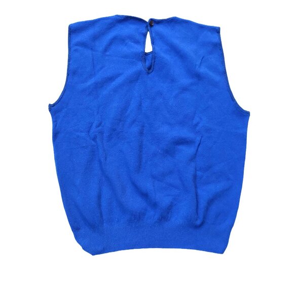 Vintage 1940s-1960s Bright Blue Sleeveless Knit Crewneck Sweater Vest Top Sz XXS - Picture 4 of 6